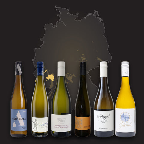 Weinpaket Weißwein feinherb: Kerner feinherb, Silvaner feinherb, Chardonnay & Weißburgunder, Riesling feinherb, Schappli Sauvignon Blanc, Letzte Amtshandlung
