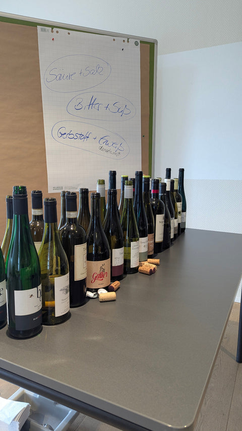 Eine Reihe geöffneter und leerer Weinflaschen - Andrés Flaschenpost