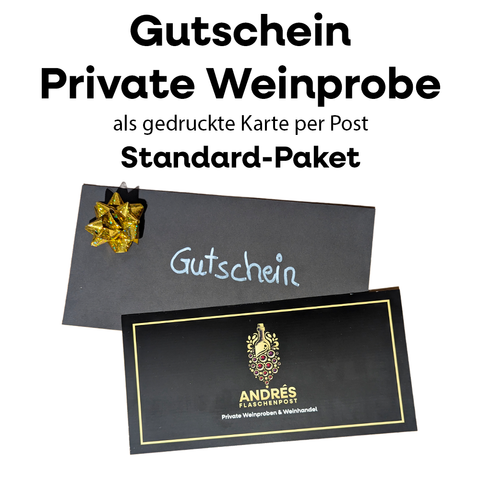 Vorlage für einen Gutschein für eine private Weinprobe von Andrés Flaschenpost