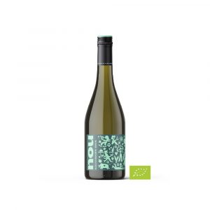 Flasche biodynamischer Wein mit dekorativem Etikett